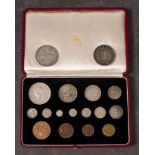 A 1937 cased specimen coin set: together with a Victorian 1845 Crown and a George V 1935 Crown.