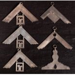 Six silver Masonic suspensions: one for Senior warden,