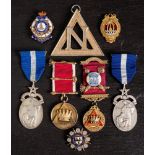 A collection of Masonic jewels: including a silver gilt and enamel 'St Martin's Porchway Chapter'