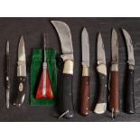 A collection of wooden handled penknives including Saynor: also a large Witness pruner,