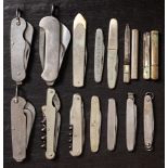 A collection of vintage steel and nickel steel pocket knives: including Ibbotson,