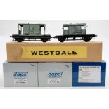 Dapol and other O gauge. A group of various goods wagons: associated boxes.