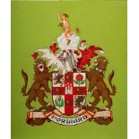 An LNER armorial transfer decorated panel: on a green ground,