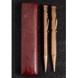 A 9ct gold Yard-O -Led propelling pencil: with milled body and engraved 'D Pink' together with a