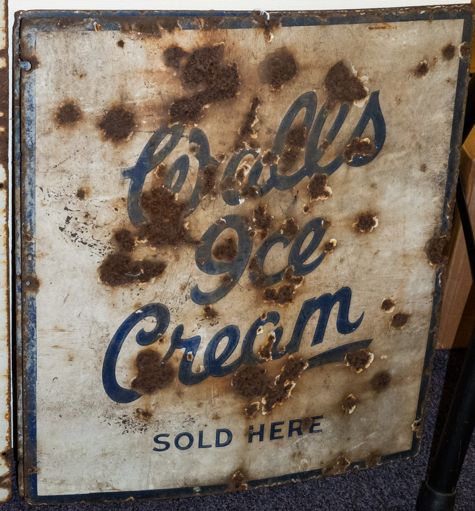 Two enamel signs 'Wall's Ice Cream Sold Here': blue text on white ground with blue border 60 x 52cm - Image 2 of 3