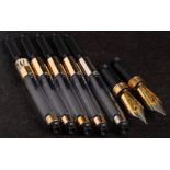 Two Onoto gold plated medium steel nibs and five converters.
