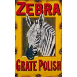 A trompe l'oeil 'Zebra Grate Polish' advertising sign: in the style of an aged enamel sign, 95.