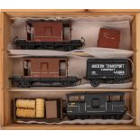 A group of O gauge rolling stock including a built brass BR 'Shark' ballast brake DB993086 in