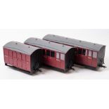 A group of three G gauge E&SR passenger coaches: unknown maker,