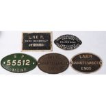 Two cast iron oval 'Maintenance Ends' plates LNER & BR(E): together with a SR wagon plate 'Lancing