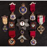 A collection of early 20th century Masonic jewels: including a cased silver and enamel Masonic