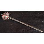 A silver letter opener in the form of a Scottish Broadsword, maker J W Kirwan & Co,