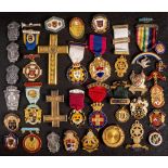A collection of Masonic jewels: various lodges and makers including Mark Benevolent Fund jewels,