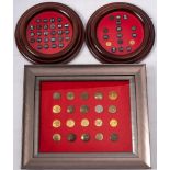 Three framed groups of hunt buttons: including Royal Artillery, Tickham,