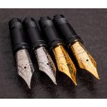 Two Easterbrook gold plated nibs and two chrome nibs.