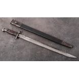 A 1907 pattern bayonet by Wilkinson: the straight single edge fullered blade stamped with crown and