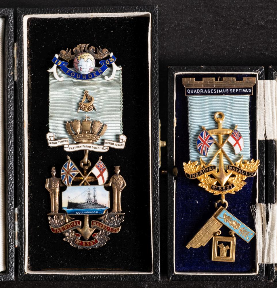 An Edwardian silver and enamel Masonic Founder's jewel for The Royal Naval Lodge No. - Image 3 of 3