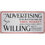 An enamel advertising sign for Willing & Co Ltd, London,