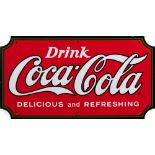 A late 20th Century 'Coca Cola' enamel advertising sign,