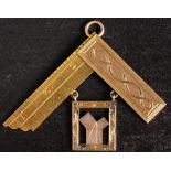 A yellow metal Masonic suspension for 'The Eddystone Lodge,