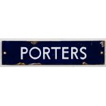 A BR(E) enamel doorplate 'Porters': numbered '365' to reverse, 7.