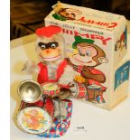 Alps (Japan) A battery operated 'Chimpy' The Jolly Drummer tinplate monkey: in original box with