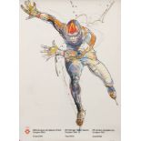 Two 1984 Winter Olympic posters after I Mujezinovic: one of an Alpine skier, 98x68cm,