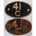 One Eastern region cast iron oval shed plates '41C': 19cm wide (possibly Millhouses or Wath)