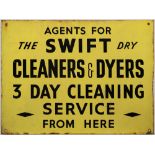 A double sided enamel sign 'Agents For The Swift Dry Cleaners & Dryers.