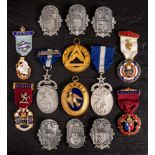 A collection of Masonic jewels: various lodges and makers including four stewards badges,