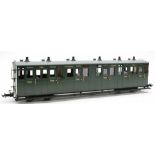 BMS/Accucraft. A G gauge Lynton & Barnstaple First & Third Class coach: SR green No.6364, boxed.