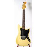 A 1970 Fender 'Bronco' electric guitar: maple neck with rosewood fingerboard and dot fret markers,