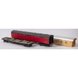 A Skytrax O gauge flat wagon: together with a built kit cattle wagon and a Model Express kit for a