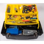 A collection of modelling tools and accessories: including micro drill bits, pliers,