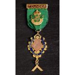 A late Victorian 9ct gold and enamel Masonic founder's jewel for 'Abecorn Lodge No.