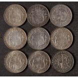 A collection of higher grade halfcrowns 1922/23/24/27/30: together with 1913/16, 1887/89 halfcrowns.
