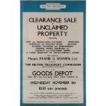 Two British Railway (Eastern) Posters 'Clearance Sale of Unclaimed Property' and an 'Eastern