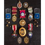 A group of various Masonic jewels: including a cased silver gilt enamel jewel for 'Plateau Nigeria