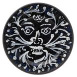 Wedgwood for the National Art Collections Fund: a black basalt plate enamelled in white with green