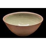 A St Ives stoneware bowl: of circular form, the interior under celadon glaze, impressed seal, 14.