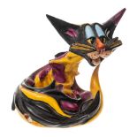 Silvio Righetto for Cacciapuoti a pottery figure of a comical cat: in sinuous seated posture under