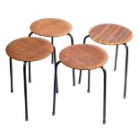 A set of four stacking 'Ant' stools by Arne Jacobson (1902-1971): the circular laminated seats