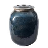 *Michael Casson [1925-2003] a stoneware jar and cover: of squared oviform under blue grey glazes,