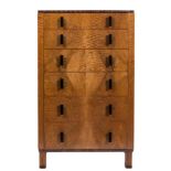 An Art Deco walnut upright chest attributable to Waring and Gillow:,