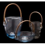 Five pieces of Holmegaard glass: comprising a small smoked ice bucket by Per Lutken,