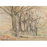 * Marjorie Sherlock [1897-1973]- Autumn beech trees, cattle grazing beyond,