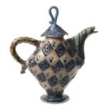 *Andrew Osborne (Contemporary) a stoneware slab built teapot: of flattened diamond form on a