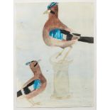 * Mary Newcomb [1922-2008]- Two aggressive jays,