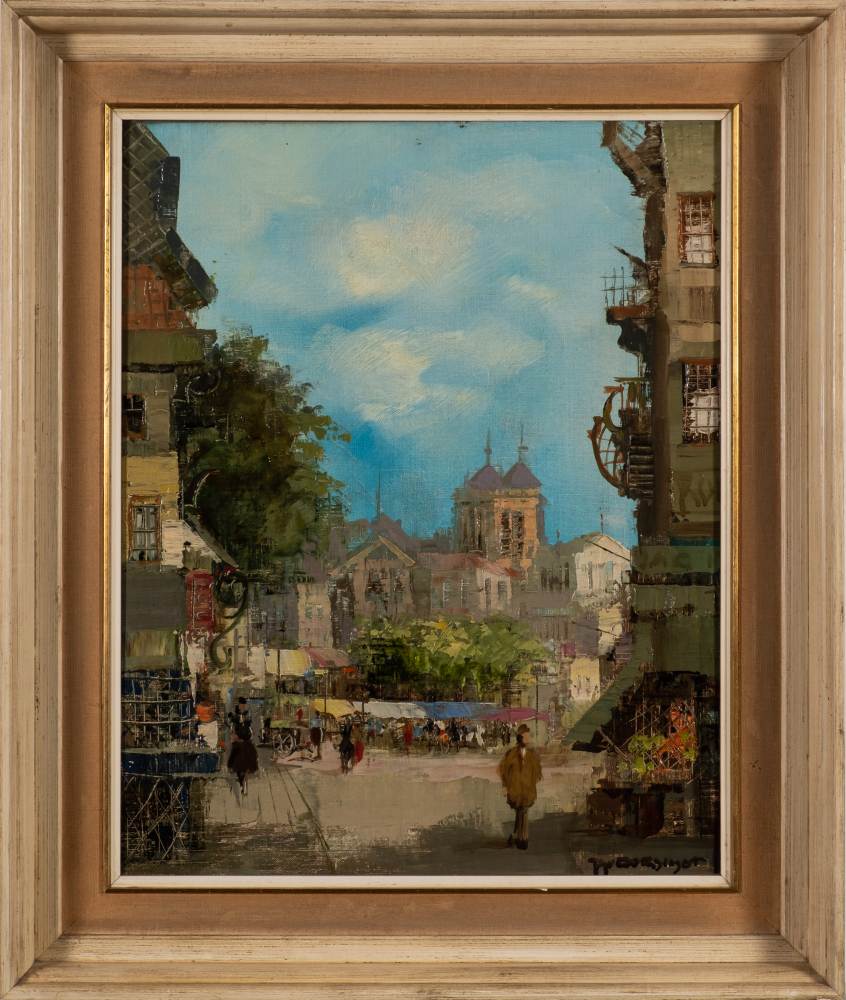 * Theodorus Van Oorschot [1910-1989]- Street market scenes,:- two, both signed oils on canvas,