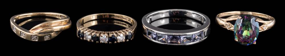 Three 9ct gold cluster rings, six 9ct gold single-stone rings, - Image 3 of 3